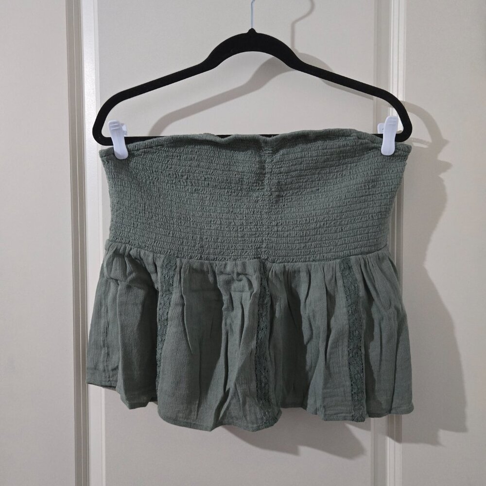 American Eagle Sage Green Strapless Babydoll Top